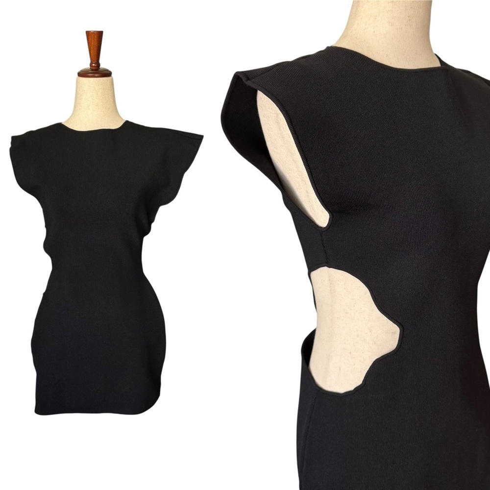 NWOT Christopher Esber Black Sculpted Unique Cutout Mini Dress Sz L